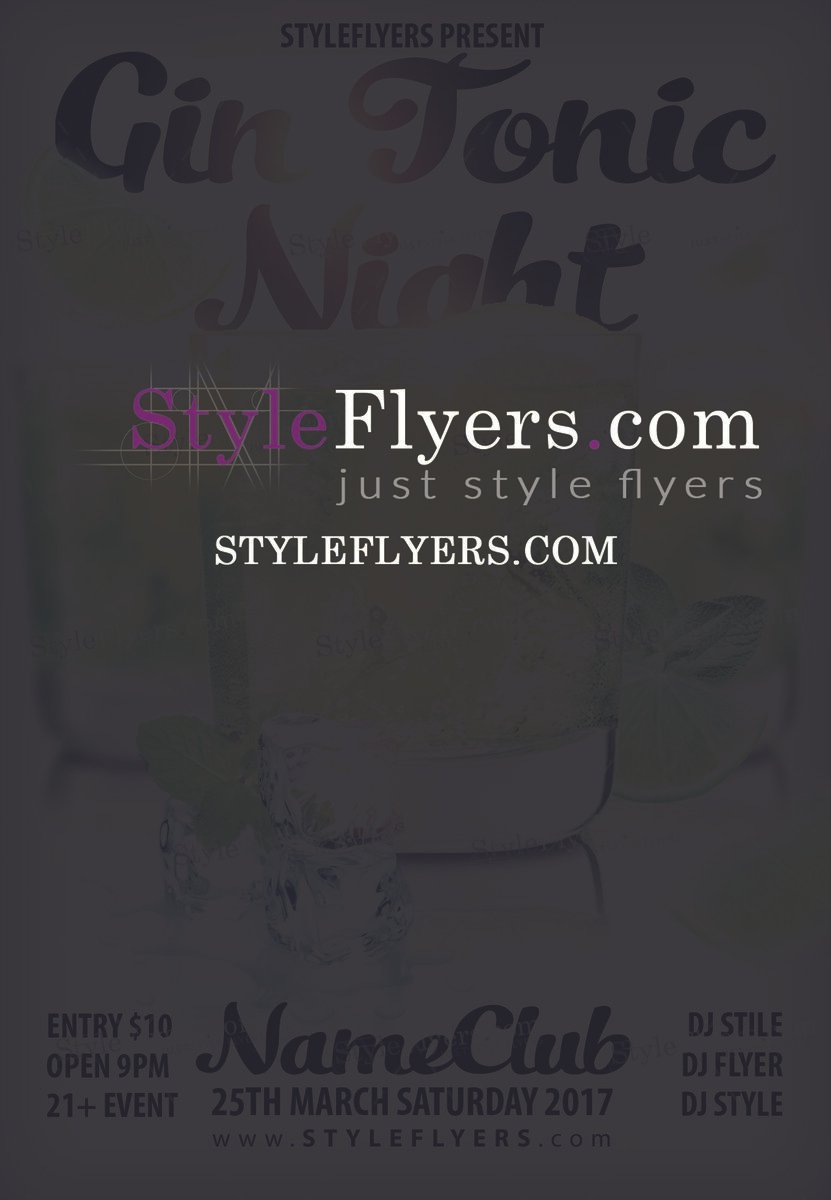 gin tonic Night PSD Flyer Template