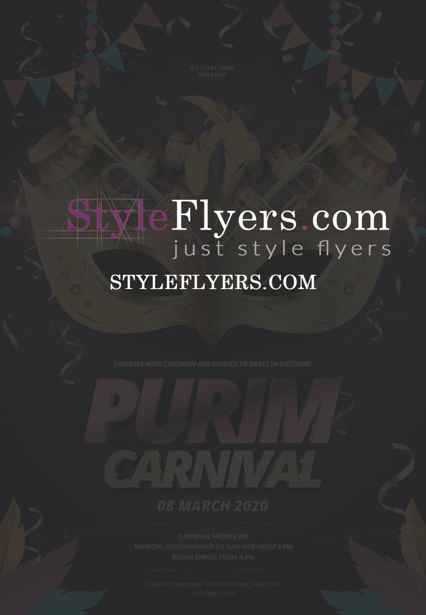 Purim Carnival PSD Flyer