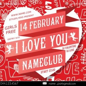 I Love You Party PSD Flyer Template
